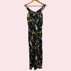 Blue & Yellow Floral Sleeveless Maxi Dress (Size M)